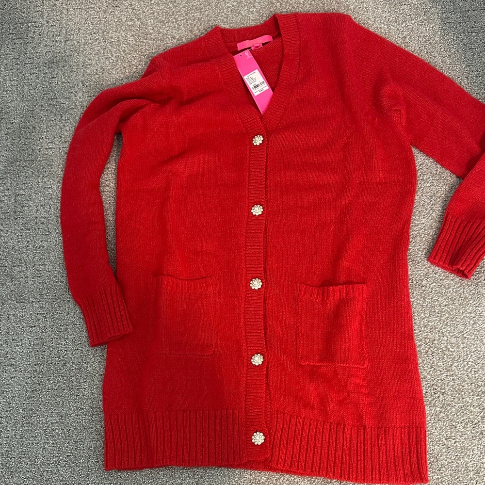Lilly Pulitzer Cherry Red Cardigan Sweater